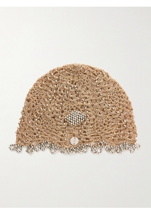 RABANNE - Crystal-embellished Metallic Raffia Hat - Gold - One size
