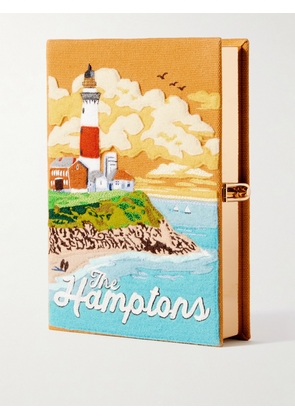 Olympia Le-Tan - The Hamptons Embroidered Appliquéd Canvas Clutch - Orange - One size