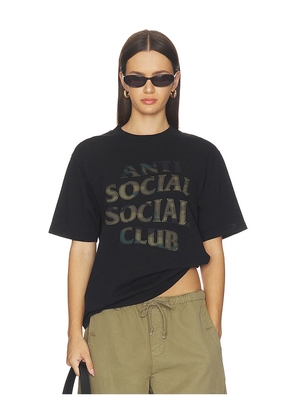 Anti Social Social Club Camo Applique Tee in Black. Size S. Also in M, L, XL/1X.