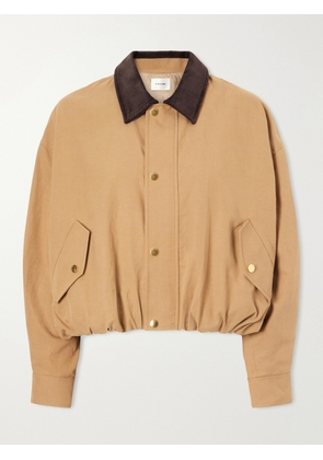 FRAME - Leather-trimmed Cotton And Tencel™ Lyocell-blend Jacket - Brown - x small,small,medium,large