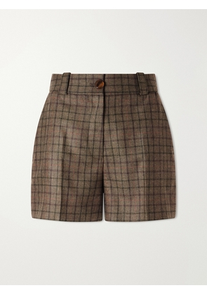 BLAZÉ Milano - Teke Checked Wool And Cashmere-blend Shorts - Green - 00,0,1,2,3,4
