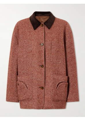 BLAZÉ Milano - Clelia Corduroy-trimmed Herringbone Jacket - Red - 00,0,1,2,3,4