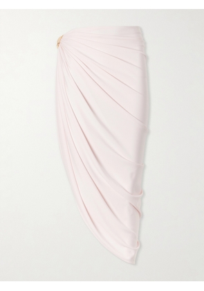 Sportmax - Embellished Draped Jersey Midi Skirt - Pink - x small,small,medium,large,x large