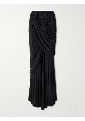 Heirlome - Effie Appliquéd Silk-jersey Maxi Dress - Black - US2,US4,US6,US8,US10