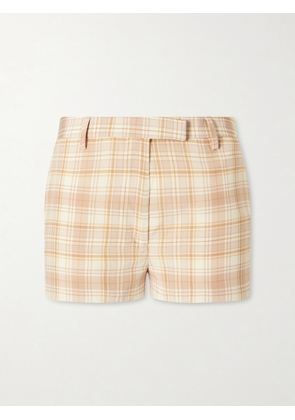 Alessandra Rich - Checked Silk Shorts - Neutrals - IT38,IT40,IT42,IT44