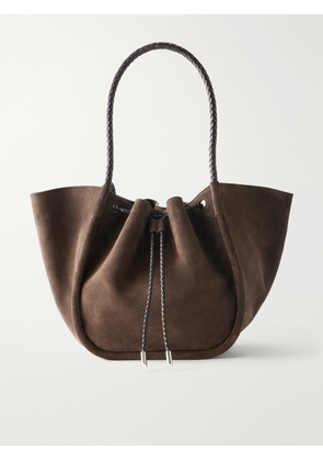 Proenza Schouler - Large Ruched Leather-trimmed Suede Tote - Gray - One size