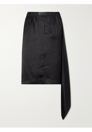 COURREGES - Logo-trimmed Satin Midi Skirt - Black - FR 34,FR 36,FR 38,FR 40,FR 42,FR 44