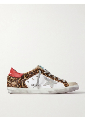 Golden Goose - Superstar Distressed Leopard-print Calf Hair, Leather And Suede Sneakers - White - IT35,IT36,IT37,IT38,IT39,IT40,IT41,IT42