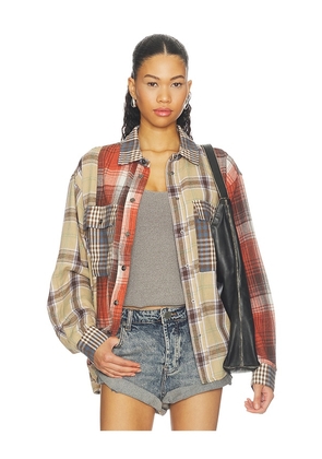 One Teaspoon Essential Patchwork Flannel Shirt in Multi. Size XXS. Also in XS, S, M, L, XL.