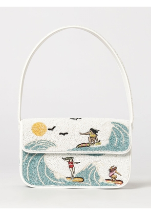 STAUD Tommy Shoulder Bag with All-Over Beaded Graphic Embroidery