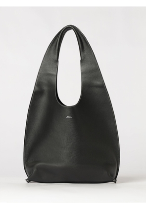 A. P.C. Grained Cowhide Leather Shoulder Bag with Foil Logo