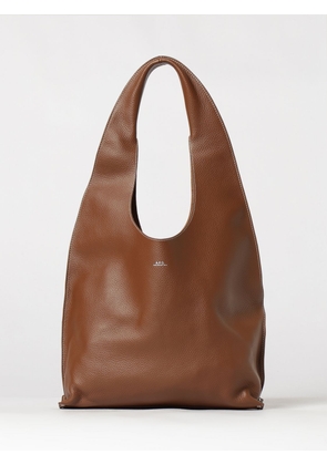 A. P.C. Grained Cowhide Leather Shoulder Bag with Foil Logo