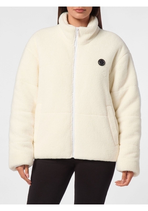 Plein Sport Relaxed Fit Short Sports Jacket in Fleece with High Neck