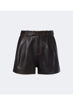 Arma High-rise leather shorts