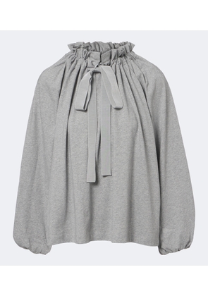 Patou Bow-detail gathered cotton jersey top