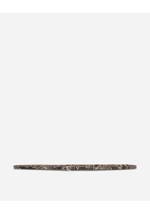 Printed Leather Belt Beige