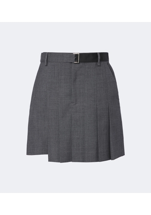 Sacai Pleated asymmetric wool miniskirt