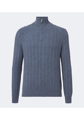 Fedeli Cable-knit cashmere half-zip sweater