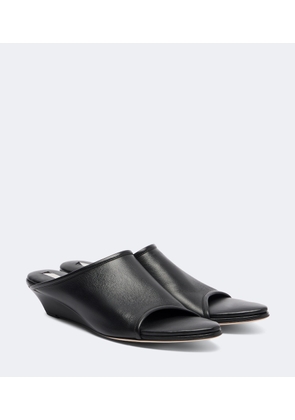 Christen Stretch leather wedge mules
