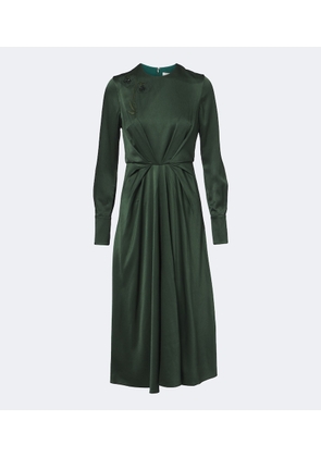 Erdem Floral-applique satin seersucker midi dress