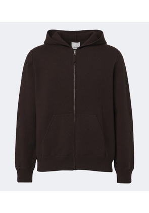 Allude Knitted wool and cashmere zip-up hoodie