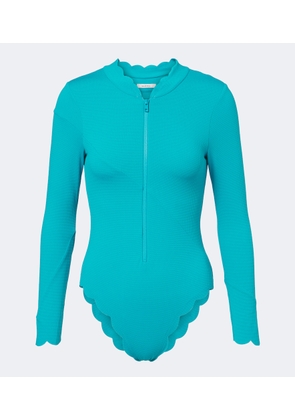 Marysia North Sea scalloped rashguard swimsuit
