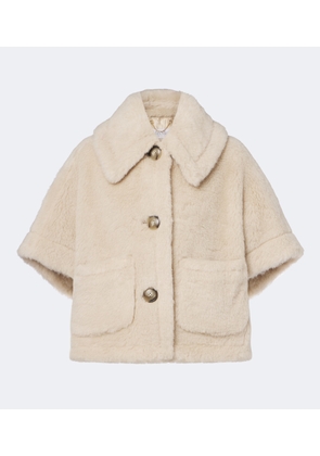 Max Mara Alpaca, wool, and silk teddy cape