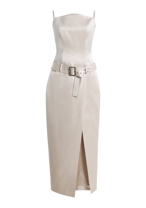 Wiederhoeft Exclusive Julie Belted Cotton-Silk Satin Midi Dress - Moda Operandi