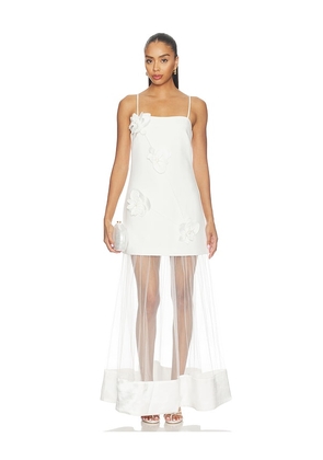 ELLIATT Reina 3d Floral Gown in White. Size S. Also in XS, L, XL.