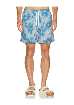 Bather Grotto Daisy Trip Swim Trunk in Blue. Size S. Also in M, L.