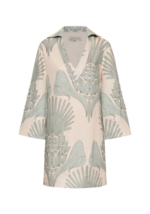 Andres Otalora Aziza Mia Embroidered Linen Mini Tunic - Moda Operandi