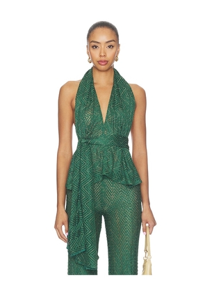 HANNE BLOCH Knit Scarf Top in Green.