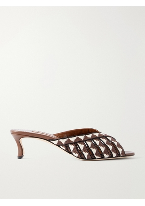 Manolo Blahnik - Trofesamu 50 Woven Leather Mules - Brown - IT35,IT36,IT36.5,IT37,IT37.5,IT38,IT38.5,IT39,IT39.5,IT40,IT40.5,IT41,IT41.5,IT42