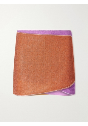 Oséree - Lumière Double Metallic Lurex Mini Skirt - Purple - small,medium,large,x large