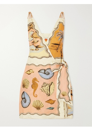 Farm Rio - Rio Souvenir Printed Linen Mini Dress - Multi - xx small,x small,small,medium,large,x large