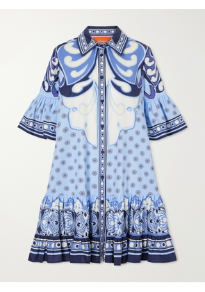 La DoubleJ - Choux Tiered Printed Cotton-poplin Shirt Dress - Blue - IT36,IT38,IT40,IT42,IT44,IT46,IT48