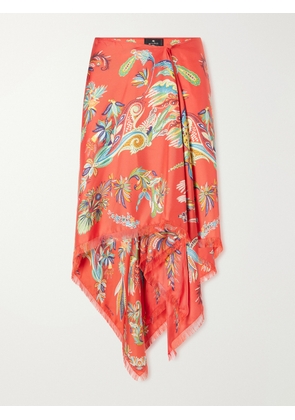 Etro - Frayed Printed Twill Pareo - Red - IT36,IT38,IT40,IT42,IT44,IT46,IT48,IT50