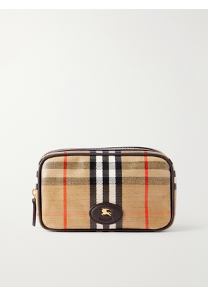 Burberry - Leather-trimmed Checked Coated-canvas Pouch - Neutrals - One size