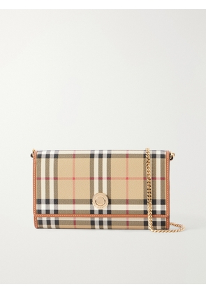 Burberry - Checked Leather-trimmed Coated Canvas Clutch - Neutrals - One size