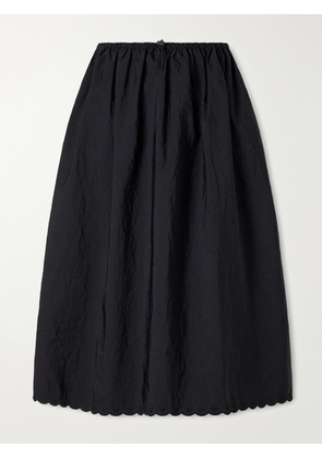 Cecilie Bahnsen - Cbfiella Embroidered Scalloped Taffeta Midi Skirt - Black - UK 4,UK 6,UK 8,UK 10,UK 12,UK 14