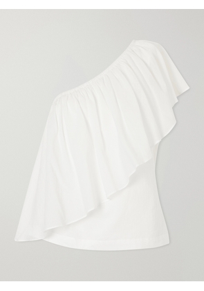 Rosie Assoulin - Wedge Ruffled One-shoulder Cotton-voile Blouse - White - x small,small,medium,large,x large