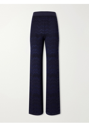 Missoni - Striped Crochet-knit Straight-leg Pants - Blue - IT36,IT38,IT40,IT42,IT44,IT46,IT48