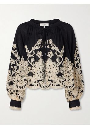 Sea - Gracelyn Broderie-anglaise Cotton Blouse - Black - xx small,x small,small,medium,large,x large