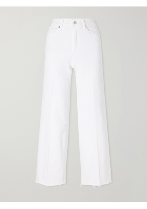 FRAME - High Rise Wide Frayed High-rise Wide-leg Jeans - White - 23,24,25,26,27,28,29,30,31,32,33