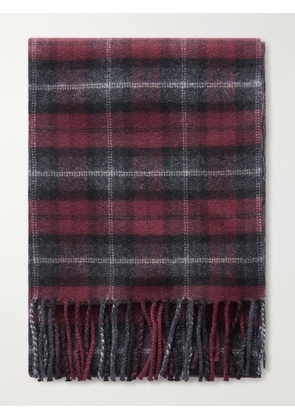 Etro - Fringed Checked Wool Scarf - Red - One size