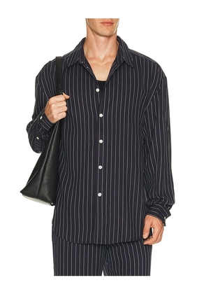 KROST Long Pinstripe Shirt in Navy. Size S. Also in M, L, XL/1X.
