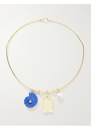 Martha Calvo - Aurelia Lapis Lazuli, Citrine And Freshwater Pearl Gold-toned Necklace - One size