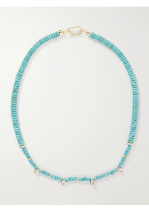 Martha Calvo - Ella Turquoise And Crystals 14-karat Gold-plated Beaded Necklace - Blue - One size