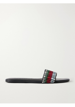 STAUD - + Da Adolfo Tove Beaded Leather Slides - Red - IT35,IT36,IT36.5,IT37,IT37.5,IT38,IT38.5,IT39,IT39.5,IT40,IT40.5,IT41,IT42