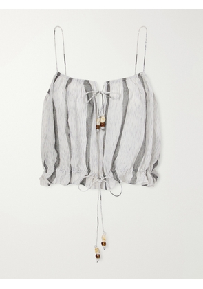 Ulla Johnson - Cara Bead-embellished Striped Cotton Coverup - Gray - x small,small,medium,large,x large